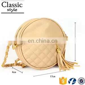 CR Europe Market Expert Fashion Wholesale Round Shape Tassels Zipper With Long Chain Women Purse Gry Lunch Bags for Kids thumbnail-2
