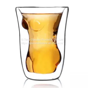 Custom 5Oz Sexy Lady Double Wall Borosilicate Glass Mug Whisky Beer Wine Cup thumbnail-2