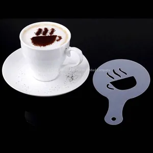 8/12/16Pcs/Set Printing Flower Mold Coffee Drawing Model Creative Cappuccino Foam Spray Kitchen Accessories Plastic Cooking Tool thumbnail-1