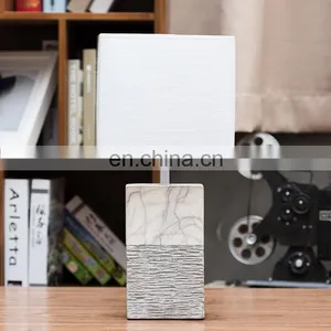 Creative Design Cuboid Pillar Vintage Embossed Luxury Table Light Custom White Desk Lamp for Home Decor thumbnail-1