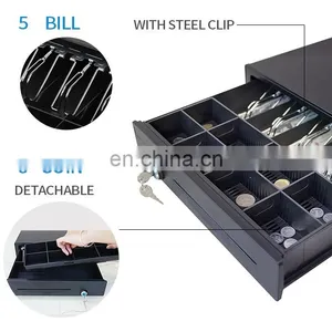 5 Bills 8 Coins POS Cash Drawer Metal 4 Bills and 5 Coins Checkout Counters Cash Holders thumbnail-3
