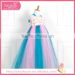 Floor Length Dress Multi Color Fluffy Dress With Rosette Decorated Gauze Dress Halloween Costume Supplier's Choice thumbnail-4