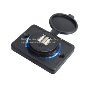 DC 12V 24V Panel Mount Dual 3.1A Train Tram Marine Boat Car Bus Seat USB Charging Port Bus USB Charger thumbnail-1