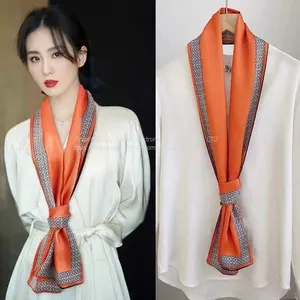 Square Scarf Silk Scarf Little Flower Grid Patterns Scave High Quality thumbnail-4