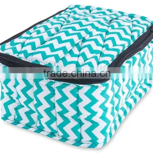 OEM Blue/white Chevron Canvas Essential Oil Carrying Bag,30 Bottles Popular Design Printed Canvas Essential Oil Carry Case thumbnail-2