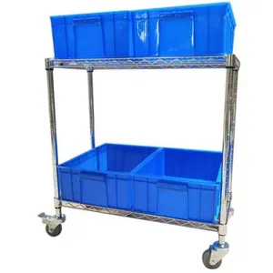 4-Tier Chrome Steel Wire Shelving Unit With Baskets, Wire Basket Shelf thumbnail-3