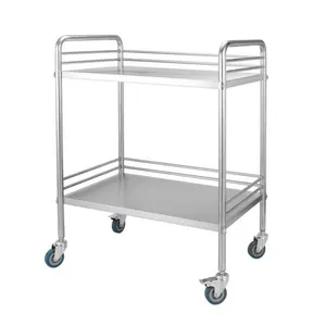 2 Layer Shelves Stainless Steel Hospital Trolley thumbnail-1