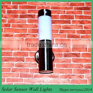 Solar Powered LED Wall Path Wall Light Stainless Steel Sensor Motion Lamp thumbnail-1