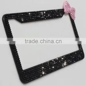 Rhinestone Bling Girls License Plate Frames Crystals With Bow thumbnail-2