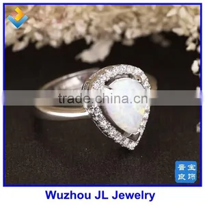2015 New Shape CZ Stone Pear Shape Synthetic White Fire Opal Ring thumbnail-4