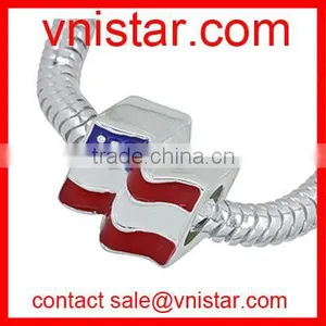 Vnistar Metal Alloy Large Hole European Style USA Flag Beads for 2016 Presidential Election TB085 thumbnail-1