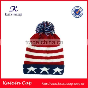 100% Acrylic Popular Fashion High Quality Colorful Winter Knitted Beanie Cap With Pom Pom thumbnail-2
