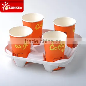 Wholesale Coffee Cup Carriers, Drink Trays,4 Cup Pulp Board Carrier Trays in China thumbnail-1