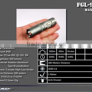 16340 CR123 Battery Cree Q5 Military Mini EDC Torch thumbnail-3