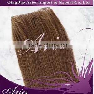 Remy Hand Tied Human Hair Weft Extensions Skin Weft PU Silky Straight thumbnail-2