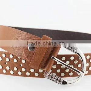Women FULL Flat Metal Fashion PU Beaded Belts With Shiny Rhinestone Accessories for Jeans thumbnail-4