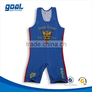 Custom Cheap Cool Dry Sublimation Spandex Wrestling Singlets thumbnail-1