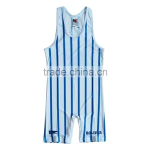 High Quality Sportswear Sublimated Spandex Lycra Wrestling Singlet thumbnail-1