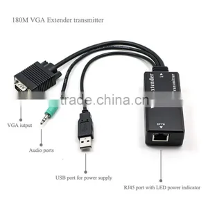 VGA 180M Extender Female To Lan Cat5 Cat5e RJ45 Ethernet Female Adapter thumbnail-4