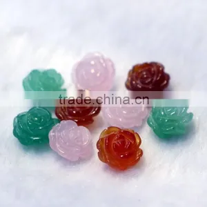10mmX10mm Multi Color Semi Precious Gemstone Rose thumbnail-1