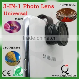 Universal Datachable Clip 3 in 1 Camera Lens Fisheye Macro Wide Angle Lens Kit for Smartphone,mobile Phone Accessory thumbnail-4