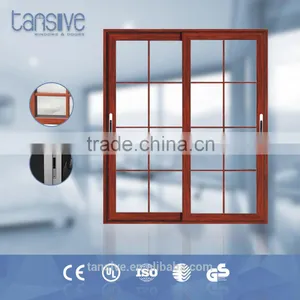 Wood Color Window Grills Design for Sliding Windows Double Glass thumbnail-1