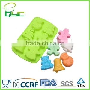 Non-stick Food Grade Silicone Christmas Multi-Shape Cakelet Pan Bear,Bell,Santa Claus,Tree thumbnail-1