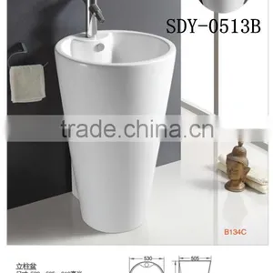2015 New Design Big Pedestal Basin Bathroom Hand Wash Sink Ceramic Stand Column Basin thumbnail-2