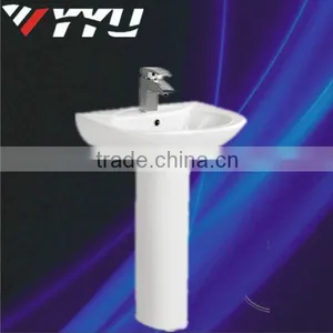 Sanitary Ware Ceramic Basin With Pedestal Single Hole Wash Basin Cheap Bathroom Basin P001 thumbnail-1
