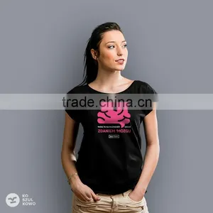 2016 Custom Printed Female Design Women Tee T-shirt With Print Logo DTG OEM Service Screenprint Transfer thumbnail-1