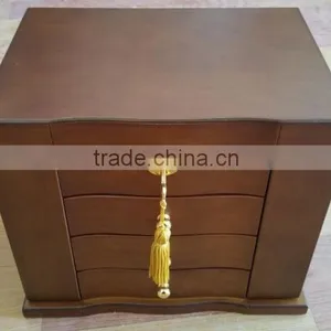 Antique Wood Veneer Jewelry Box and Two Side Door,3 Layer With Key Lock thumbnail-1