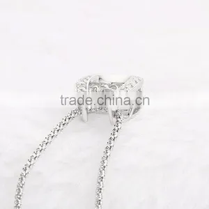 925 Sterling Silver Horse Shoe Shape Dancing Stone Pendant Necklace Jewelry SPG900W thumbnail-4