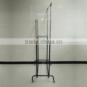 Double Pole Iron Pipe Adjustable Garment Rack Telescopic Stand Clothes Drying Rack Manufacturer Supplier thumbnail-3