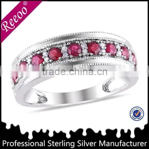 Multi Tiny Stone Topaz Eternity Ring, Channel Setting Silver Ring thumbnail-1