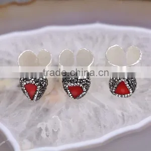 Nature Labradorite / Freshewater Pearl / Red Coral / Turquoise Gemstone Druzy Ring Wholesale thumbnail-3