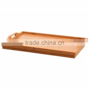 Bamboo Bed Tray Folding Breakfast TV Laptop Tray Table Hospital Serving Tray W' Handles Foldable Legs thumbnail-2