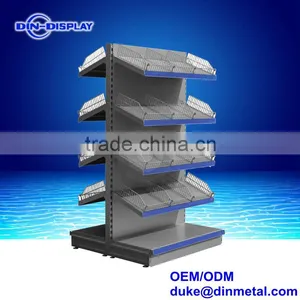 Supermarket Gondola Shelving Display Rack With Wire Basket thumbnail-2