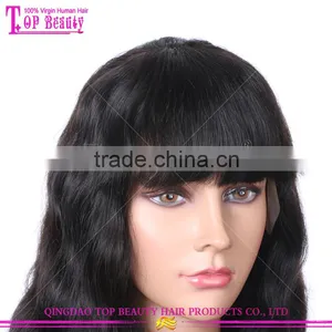 Large Stock Glueless 100 Brazilian Virgin Hair Wigs Human Hair Lace Front Wigs With Bangs thumbnail-5