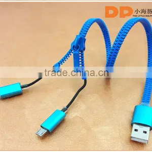 New Products 2016 Innovative Product Zipper Usb Cable 2 in 1 Usb Cable Chargeing Cable for Iphone 6s thumbnail-2