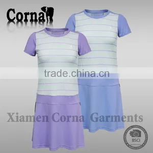 Wholesale Fashion 100% Polyester Women Summer Tennis Sport Knitted One-piece New Dress thumbnail-1