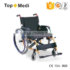 Rehabilitation Therapy Supplies Cheap Durable Simple Aluminum Manual Wheelchair for Disabled People thumbnail-1