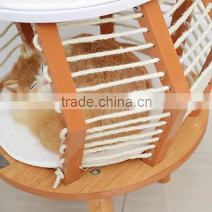 Pawhut 24" Mid-century Modern Elevated Cat Bed - Burlywood/White thumbnail-6