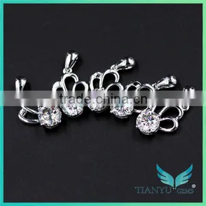 24K Gold 1 Carat White Round Billiant Cut Moissanite Diamond Pendants Charms for Necklaces thumbnail-6