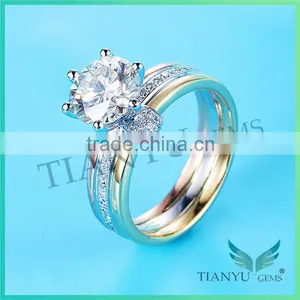 Fashion 18k Gold Wedding Rings Moissanite Diamond Rings for Women Gemstone for Jewellery thumbnail-2