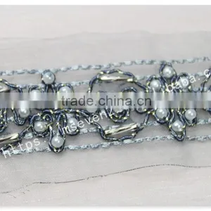 Beautiful Design 4cm Width Guipure Embroidery French Beaded Lace for Dress thumbnail-4