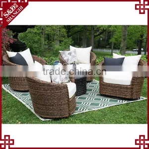Unique Hand Woven Swivel Chairs Wicker Sofa Set Outdoor Patio Furniture thumbnail-2