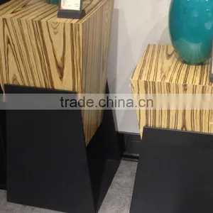 Modern Square Shape Wood Top Metal Flower Vase Stand Designs thumbnail-2