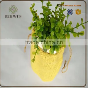 Garden Small Colorful Decorative Burlap Jute Flower Pot thumbnail-5