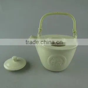 Cream Ceramic Tea Pot With Cheap Price in Stocked thumbnail-2