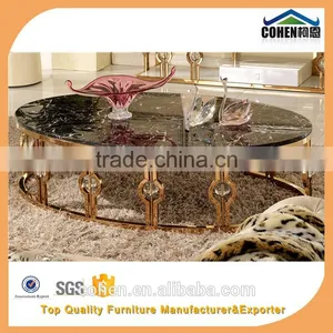 Promotion Modern Stainless Steel Marble Coffee Table Oval Shape B818 thumbnail-1
